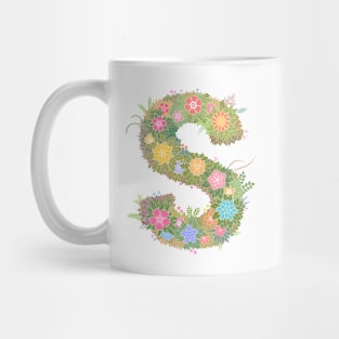 "S" Floral Letter Monogram Mug